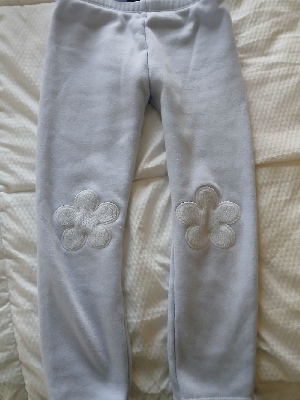 Old Navy Light Blue Fleece Joggers with Flower Knee Patches